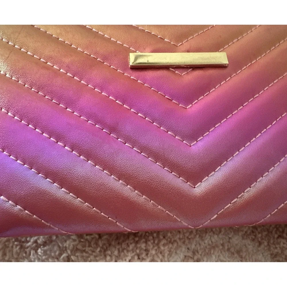 Iridescent Pink Clutch Transparent Sports Stadium Theatre Bag Clear Beach Clutch